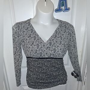 Y2K Nine West Black & White Sheer Top Sz L